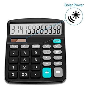 Voice Calculator, Everplus Electronic Desktop Calculator with 12 Digit Large Display, Solar Battery LCD Display Office Calculator,Black (Basic Balck)