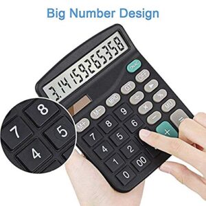 Voice Calculator, Everplus Electronic Desktop Calculator with 12 Digit Large Display, Solar Battery LCD Display Office Calculator,Black (Basic Balck)