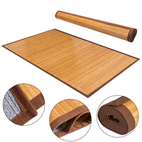 Giantex 5'x8' Bamboo Area Rug Floor Carpet Natural Bamboo Wood Indoor 60” x 96” Area Rug