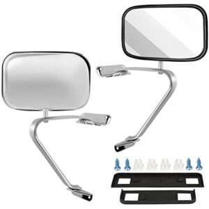 scitoo left/driver right/passenger manual side view mirrors fit for 1980-1992 for ford for f150 for f250 for f350, 1993 1995 for f150 for f350,1994 for f350 truck pickup pair set abs plastic