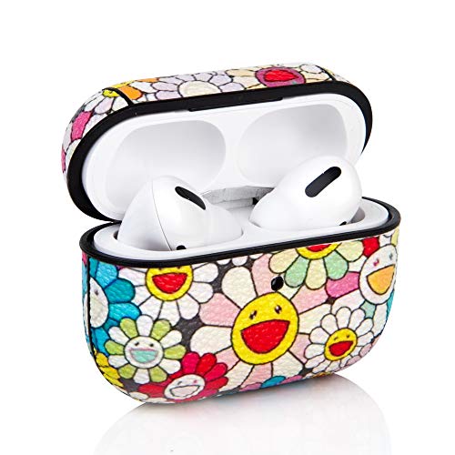 BANAUS Cute Airpods Pro Case,Leather Shockpro of AirPods Pro Cover Carabiner,Wireless Headphone Designer Fashion Skin Protective Stylish Cases Ring for Girls Boys Men Women(Smiley Face)