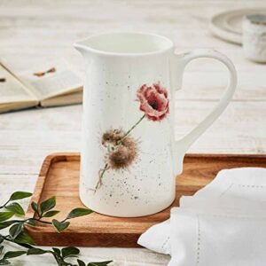 Royal Worcester Wrendale Designs Jug | 2 pint Beverage Pitcher with Mouse and Poppy Design | Made from Fine Bone China | Microwave and Dishwasher Safe