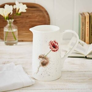 Royal Worcester Wrendale Designs Jug | 2 pint Beverage Pitcher with Mouse and Poppy Design | Made from Fine Bone China | Microwave and Dishwasher Safe