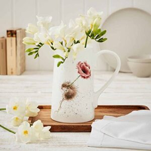 Royal Worcester Wrendale Designs Jug | 2 pint Beverage Pitcher with Mouse and Poppy Design | Made from Fine Bone China | Microwave and Dishwasher Safe