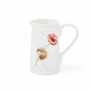 Royal Worcester Wrendale Designs Jug | 2 pint Beverage Pitcher with Mouse and Poppy Design | Made from Fine Bone China | Microwave and Dishwasher Safe