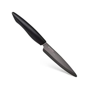 kyocera innovation series ceramic 4.5" utility knife with soft touch ergonomic handle, black blade, black handle