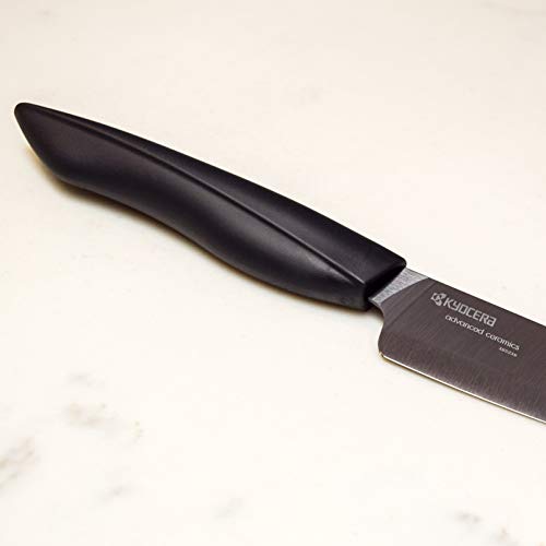 Kyocera Innovation Series Ceramic 4.5" Utility Knife with Soft Touch Ergonomic Handle, Black Blade, Black Handle