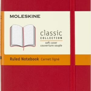 Moleskine Classic Notebook, Soft Cover, Pocket (3.5" x 5.5") Ruled/Lined, Scarlet Red, 192 Pages