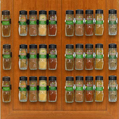 Simple Houseware 30 Spice Gripper Clips Strips Cabinet Holder - 6 Strips, Holds 30 Jars