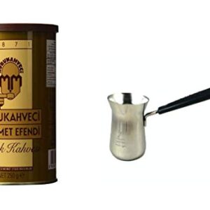 Mehmet Efendi Turkish Coffee 8.8oz w/ Stainless Steel Coffee Pot
