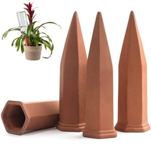 modern innovations ceramic terracotta self watering spikes (4 pack) vacation automatic plant waterer devices, indoor/outdoor planter insert, terra-cotta stakes for potted plants, auto-water system