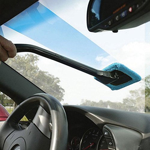 FULL WERK Microfiber Windshield Cleaner Multipurpose Microfiber Car Duster Windshield Cleaner Auto Glass Window Brush with Long Handle and Pivoting Head
