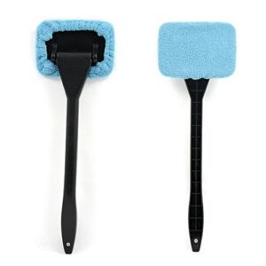 FULL WERK Microfiber Windshield Cleaner Multipurpose Microfiber Car Duster Windshield Cleaner Auto Glass Window Brush with Long Handle and Pivoting Head