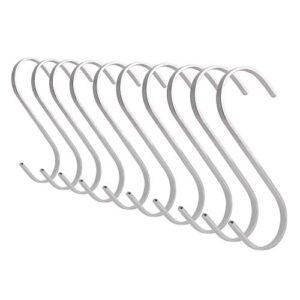 flat s-shaped hanging hooks - for kitchen utensils, garage or garden tools, etc. - heavy duty genuine solid 304 stainless steel - multi purpose - this kit contains 10 small hooks