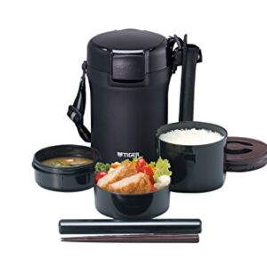 Tiger LWU-A172-KM Tiger Thermos Bottle, Insulated Lunch Box, Stainless Steel, Rice Bowl, Approx. 3 Cups, Black