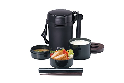 Tiger LWU-A172-KM Tiger Thermos Bottle, Insulated Lunch Box, Stainless Steel, Rice Bowl, Approx. 3 Cups, Black