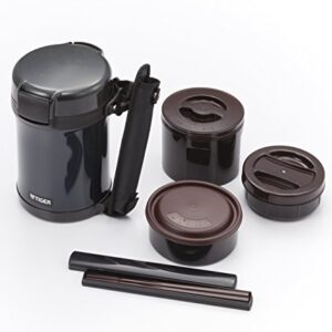 Tiger LWU-A172-KM Tiger Thermos Bottle, Insulated Lunch Box, Stainless Steel, Rice Bowl, Approx. 3 Cups, Black