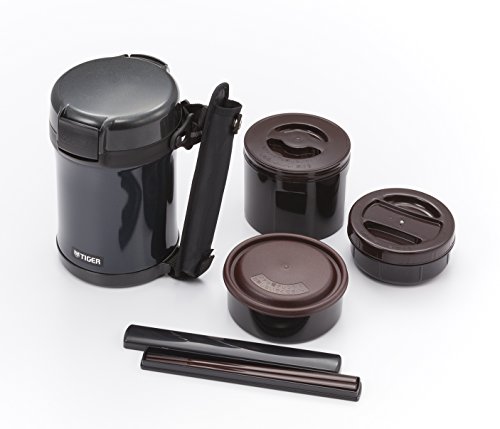 Tiger LWU-A172-KM Tiger Thermos Bottle, Insulated Lunch Box, Stainless Steel, Rice Bowl, Approx. 3 Cups, Black