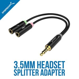 SABRENT 3.5mm Headset Splitter Adapter Cable for headsets with Separate Headphone/Microphone Plugs (CB-AUHM)