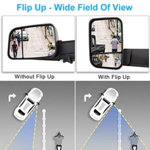 ECCPP Towing Mirrors Left and Right Side Tow Mirrors Replacement fit for 1998-2002 for Dodge for Ram 1500 2500 3500 Truck with Power Adjusted Heated No Light Pair Mirrors Manual Filp up