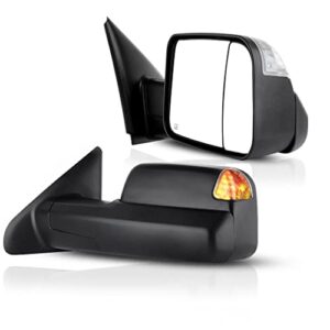eccpp tow mirrors replacement fit for 2002-2008 for dodge for ram 1500 2500 3500 tow mirrors power heated turn signal lights pair mirrors driver side and passenger side manual flip up