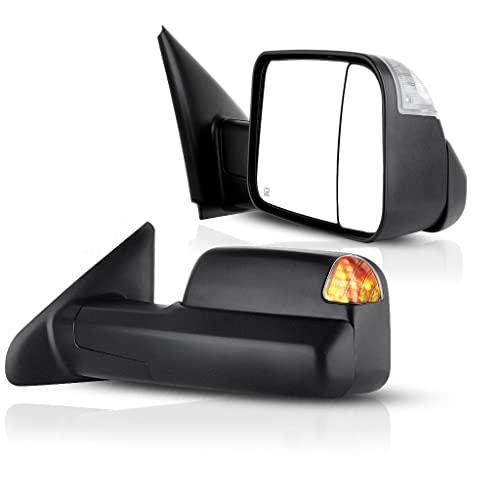 ECCPP Tow Mirrors Replacement fit for 2002-2008 for Dodge for Ram 1500 2500 3500 Tow Mirrors Power Heated Turn Signal Lights Pair Mirrors Driver Side and Passenger Side Manual Flip up