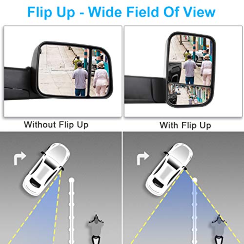 ECCPP Tow Mirrors Replacement fit for 2002-2008 for Dodge for Ram 1500 2500 3500 Tow Mirrors Power Heated Turn Signal Lights Pair Mirrors Driver Side and Passenger Side Manual Flip up