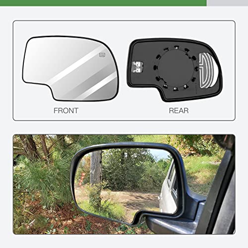 SCITOO Exterior Mirror fit for Chevy Exterior Accessories Replacement Mirrors Glass 03-07 for Chevy for GMC Silverado Sierra 1500/2500 HD/3500 Classic Models with Power Heated (Passenger Side)