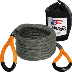 bubba rope renegade 176655bkg 3/4" x 30' ft. recovery rope with breaking strength of 19000 lb. in tan / green