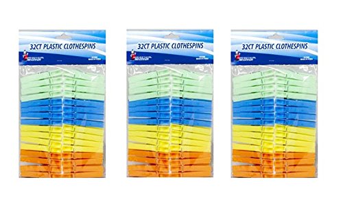 Set of 96 Multi-Colored Black Duck Brand Plastic Clothespins