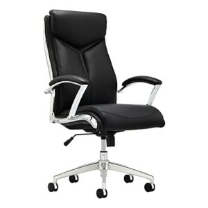 realspace® - chair - modern comfort verismo bonded leather high-back executive chair, black/chrome - 31" x 14" x 24.5"