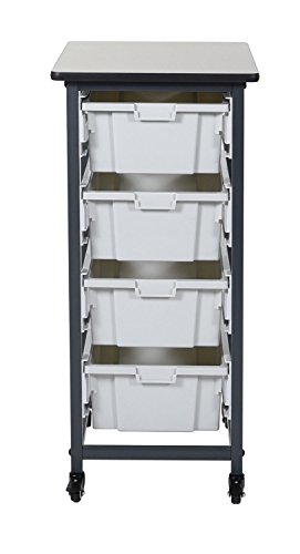 LUXOR MBS-SR-4L Mobile Bin System - Single Row Gray 20 L x 17 125 W x 37 5 H