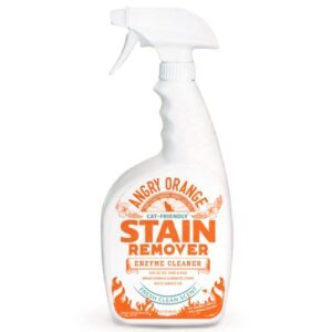 angry orange cat urine odor eliminator & stain remover - stain cleaner for pets, cat-friendly fresh scent urine deodorizing spray and enzyme cleaner for home use