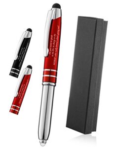 sypen nurse gift pen with engraved messaged - 3-in-1 metal ballpoint pen, tablet and phone stylus, and led flashlight - red