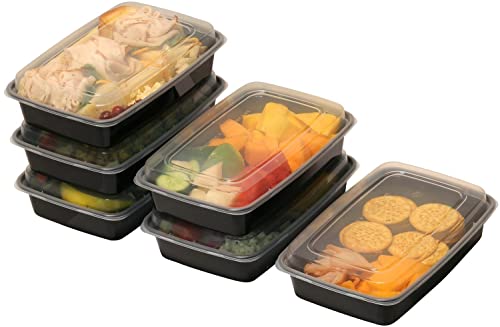 50 Pack - SimpleHouseware 1 Compartment Reusable Food Grade Meal Prep Storage Container Lunch Boxes, 28 Ounces