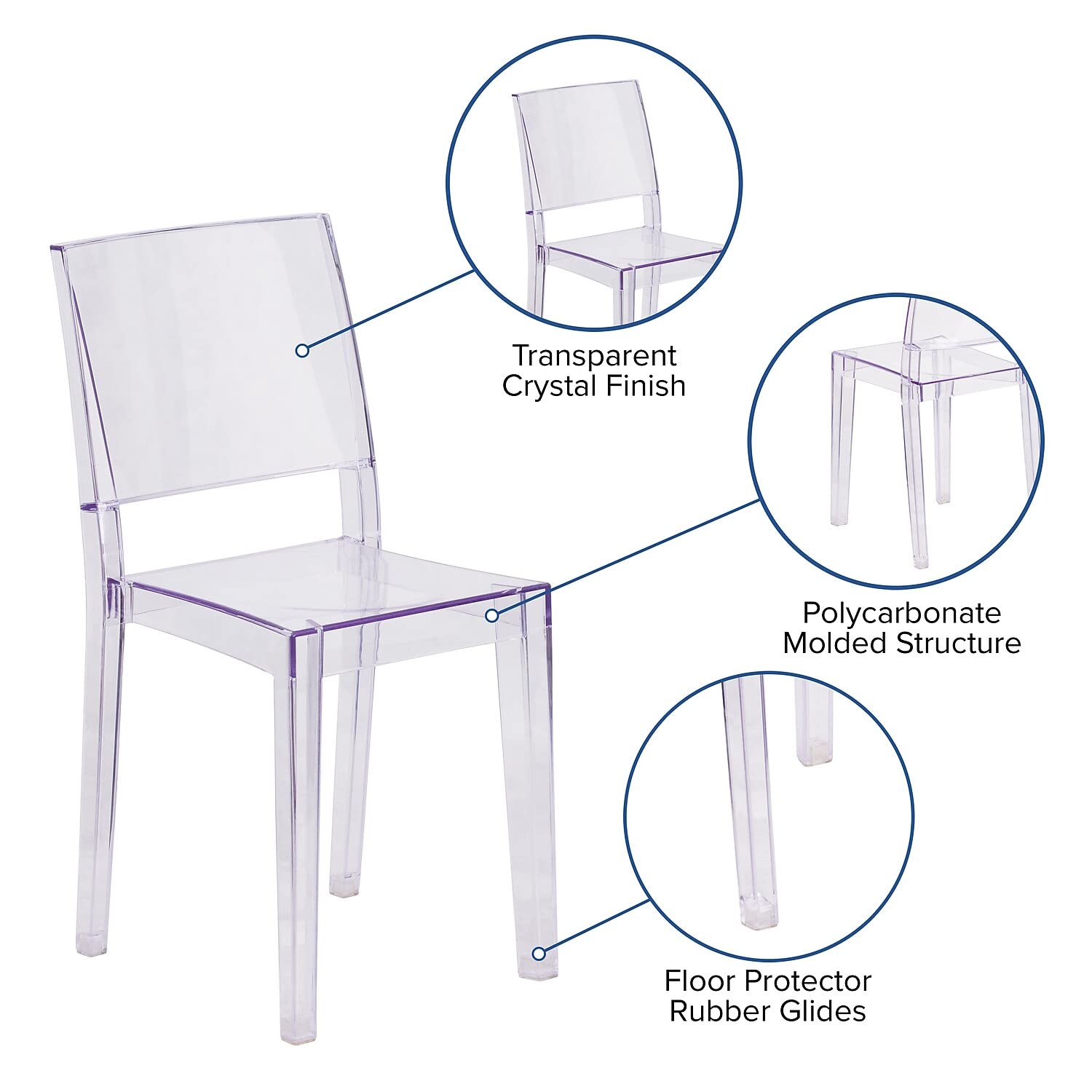 Flash Furniture Phantom Series Transparent Stacking Side Chair