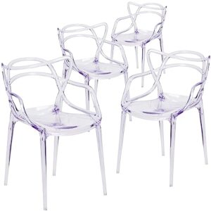 flash furniture josh 4 pack nesting series transparent stacking side chair