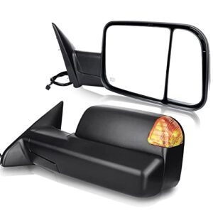 eccpp towing mirrors fit for 2009-10 for dodge for ram 1500 2011-2016 for ram 1500 2500 3500 pickup signal lights pair power heated passenger & driver side side mirrors