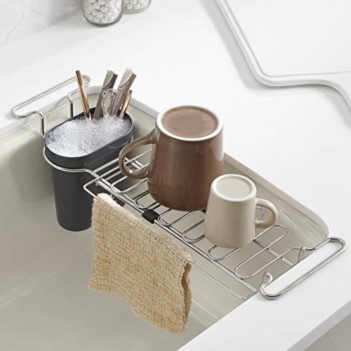 Kohler K-5473-CHR Multi-Purpose Over-The-Sink Drying Rack, Caddy with Kitchen Towel Bar Holder, Soaking Cup. Expandable 14.6" to 17.6", 17.625 x 5 x 5.25, Charcoal