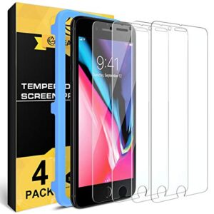 nearpow [4 pack] for iphone 8 / iphone 7 screen protector [tempered glass] screen protector with [9h hardness] [crystal clear] [easy bubble-free installation] [scratch resist]