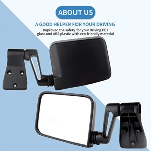 ECCPP Texture Side View Mirror Black Pair Side Mirror Replacement fit for 1987-2002 For Jeep Wrangler (exclude 1996) with Manual Folding