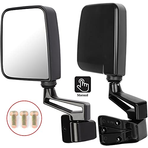 ECCPP Texture Side View Mirror Black Pair Side Mirror Replacement fit for 1987-2002 For Jeep Wrangler (exclude 1996) with Manual Folding