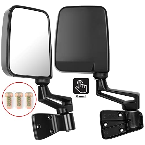 ECCPP Texture Side View Mirror Black Pair Side Mirror Replacement fit for 1987-2002 For Jeep Wrangler (exclude 1996) with Manual Folding