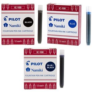 pilot namiki ic100 fountain pen ink cartridge black, blue, blue/black (69100-69101 - 69102)