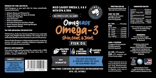 Omegease Omega 3, 6 & 9 Fish Oil for Dogs and Cats, 16 Ounces