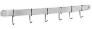 internet's best kitchen wall mounted rail rack with hanging hooks - 6 sliding hooks - kitchen utensil lid spatula measuring cup storage rack organizer - stainless steel kitchen towel rack