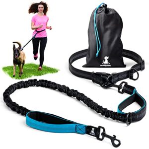sparklypets hands free dog leash for medium and large dogs – professional harness with reflective stitches for training, walking, jogging and running your pet (blue, for 1 dog)