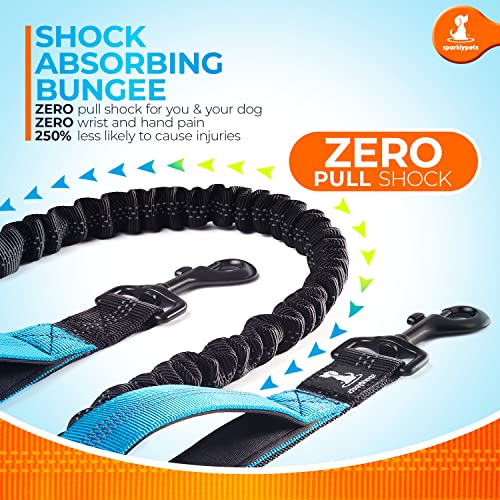 SparklyPets Hands Free Dog Leash for Medium and Large Dogs – Professional Harness with Reflective Stitches for Training, Walking, Jogging and Running Your Pet (Blue, for 1 Dog)