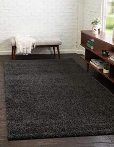 unique loom solo collection area rug - calabasas (7' 10" x 10' rectangle, charcoal/ black)