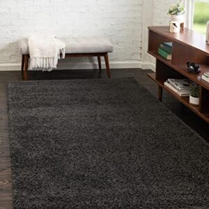 Unique Loom Solo Collection Area Rug - Calabasas (7' 10" x 10' Rectangle, Charcoal/ Black)